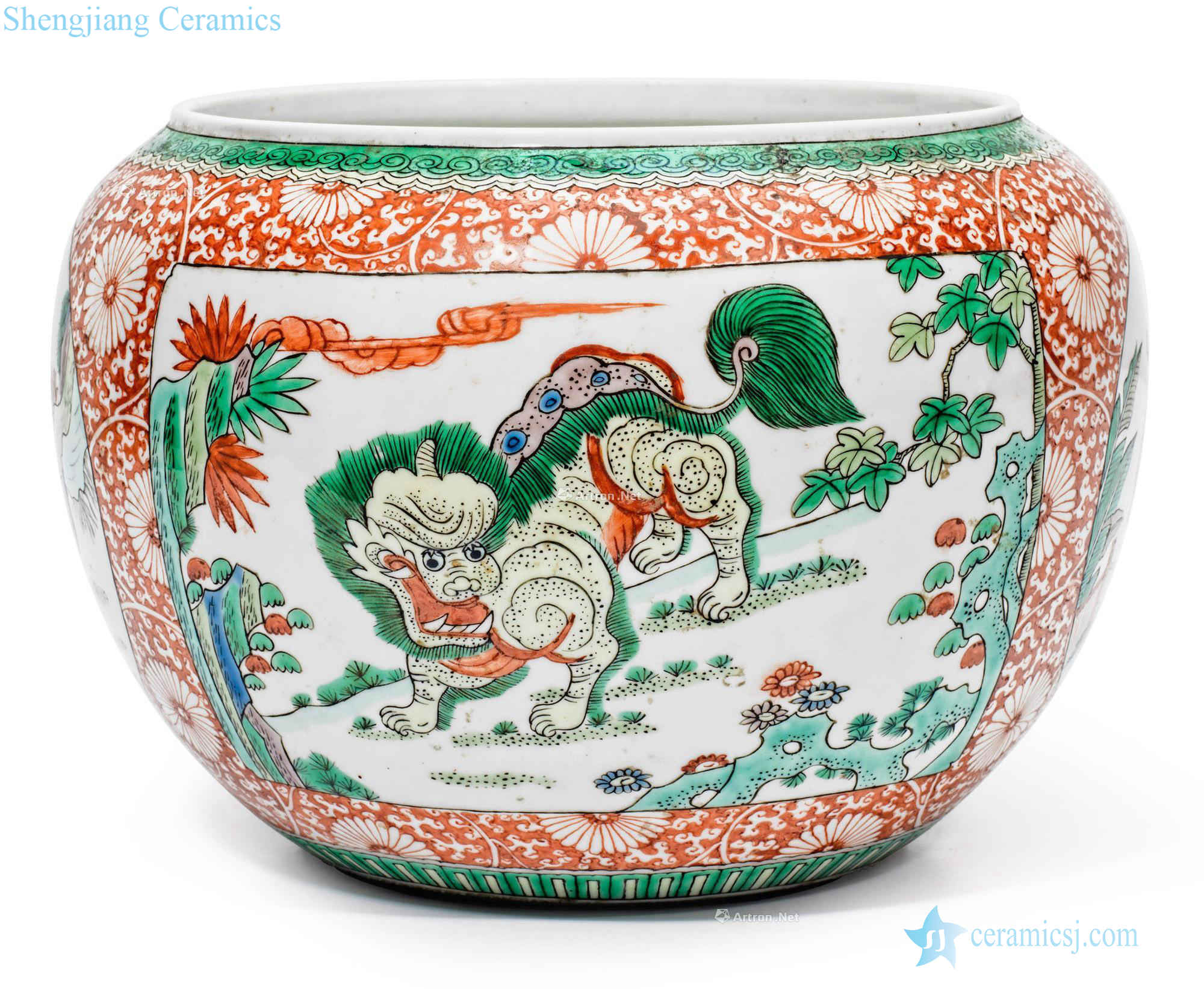 Qing 19th century multicoloured kirin figure cans