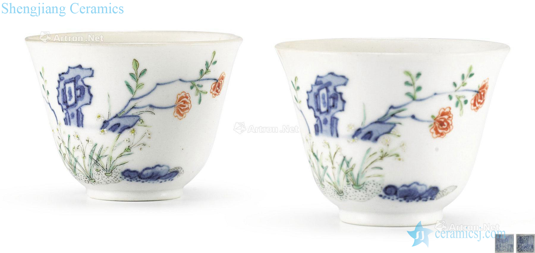 Qing daoguang Colorful daffodils lines (a) small cup