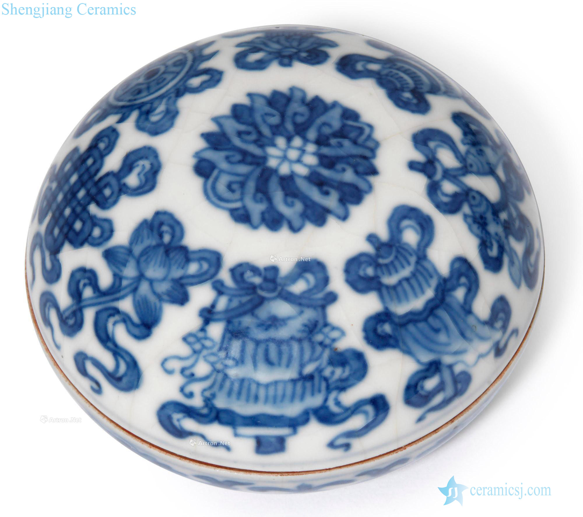 Clear the 18/19 century Eight auspicious pattern of blue and white box
