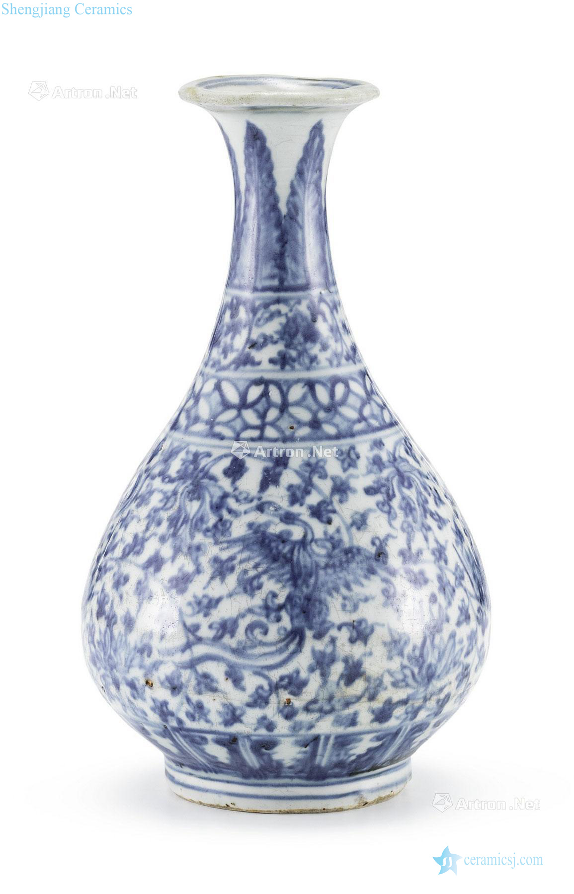 Ming dynasty in the 16th century Blue and white floral grain okho spring bottle