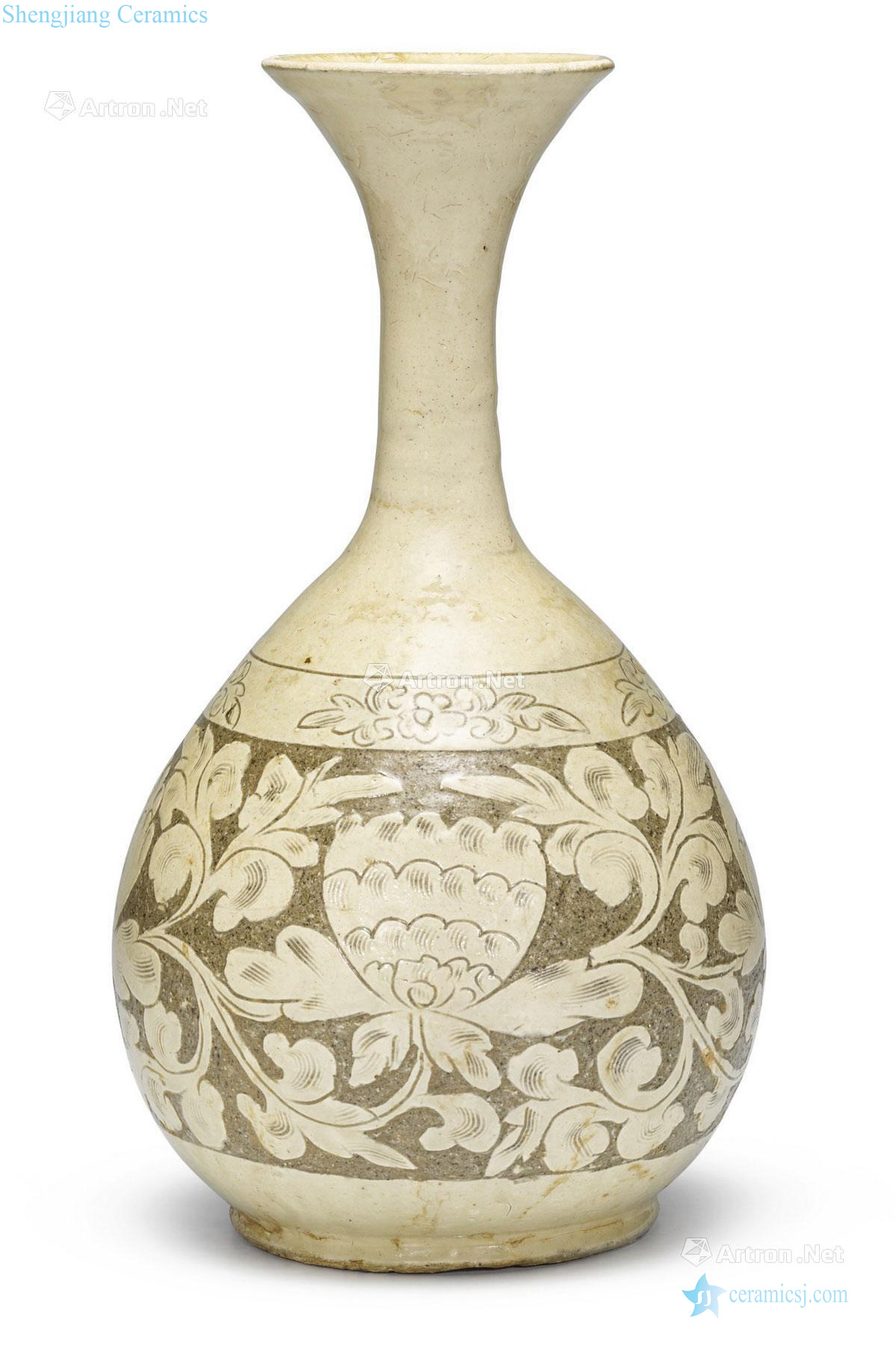 Northern song dynasty magnetic state between white glaze peony grains mouth bottle