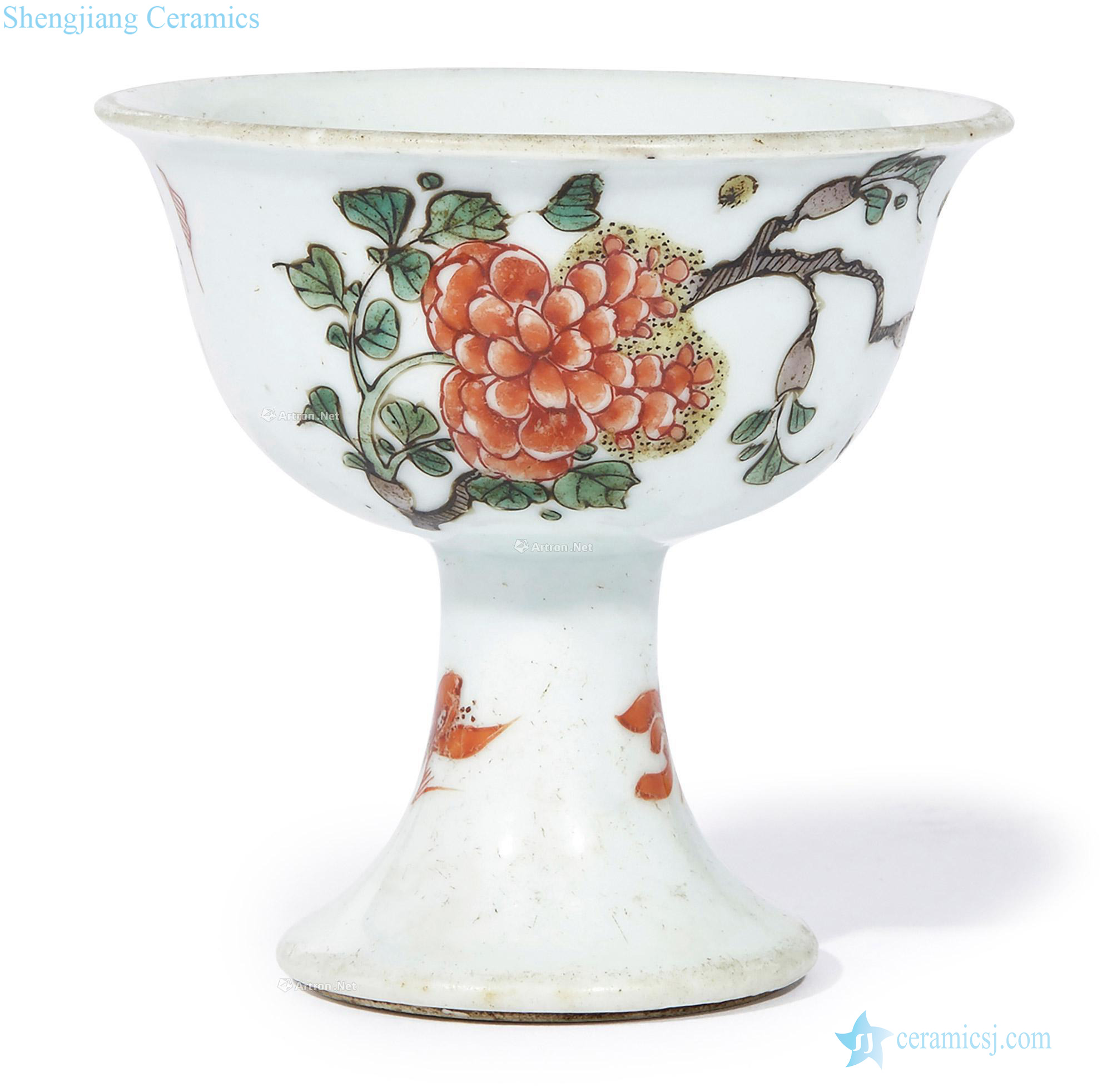 The qing emperor kangxi Colorful fold branch lines footed cup flowers