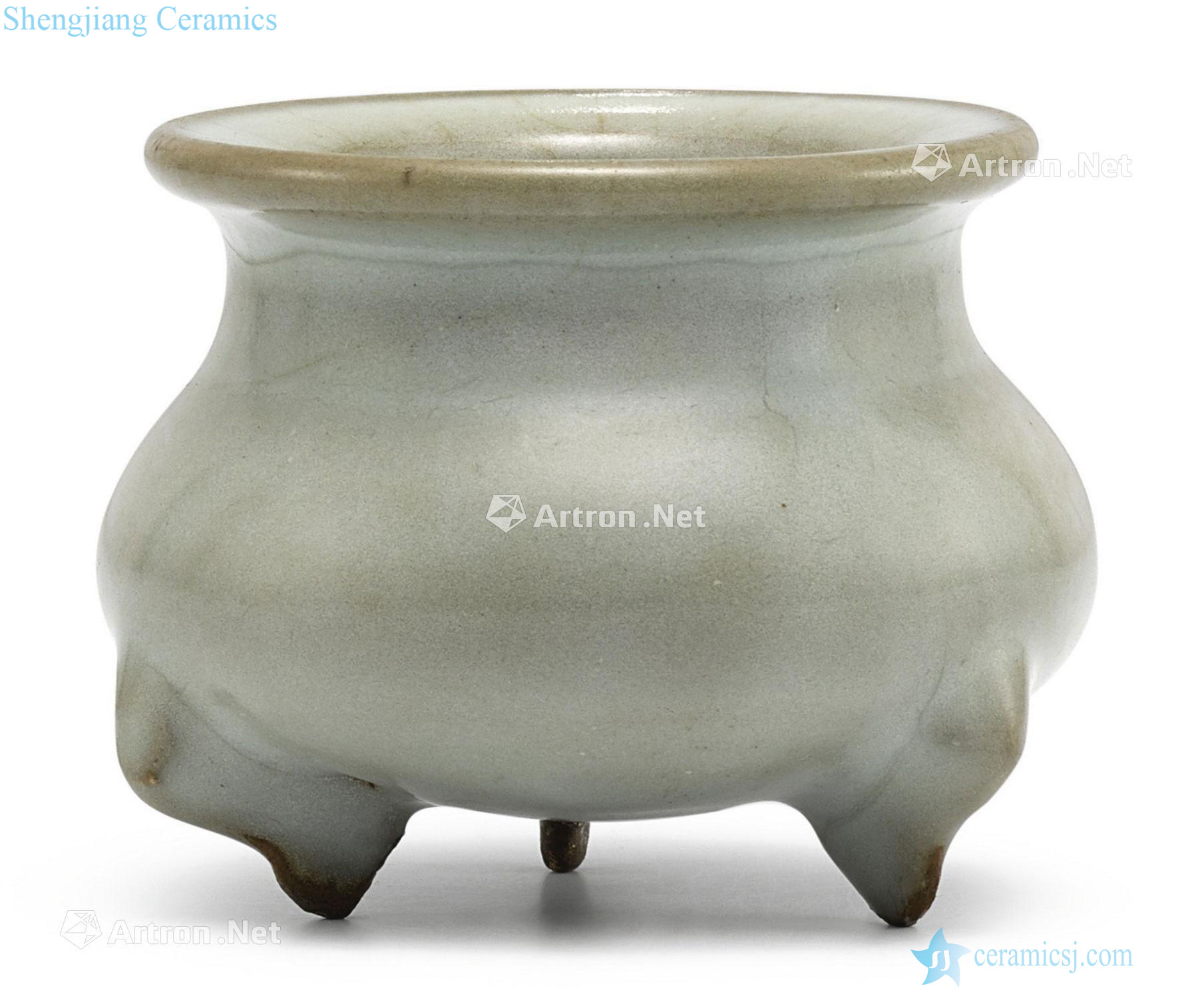 Gold to yuan The pa per month white glaze furnace with three legs