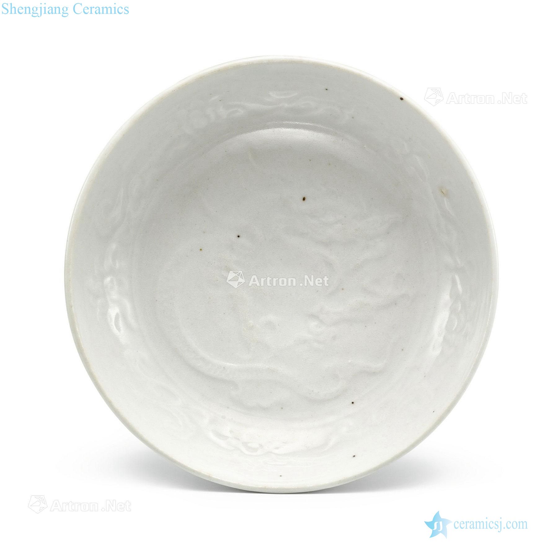 yuan White glazed printing plate dragon pattern