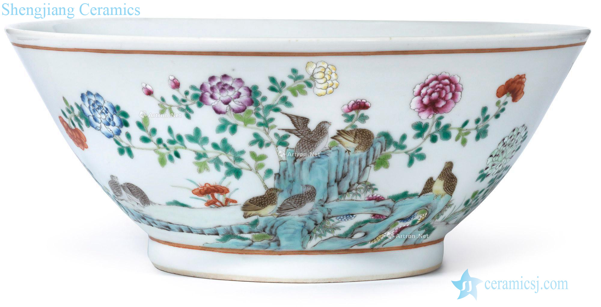 Pastel reign of qing emperor guangxu ix cohabiting figure large bowl
