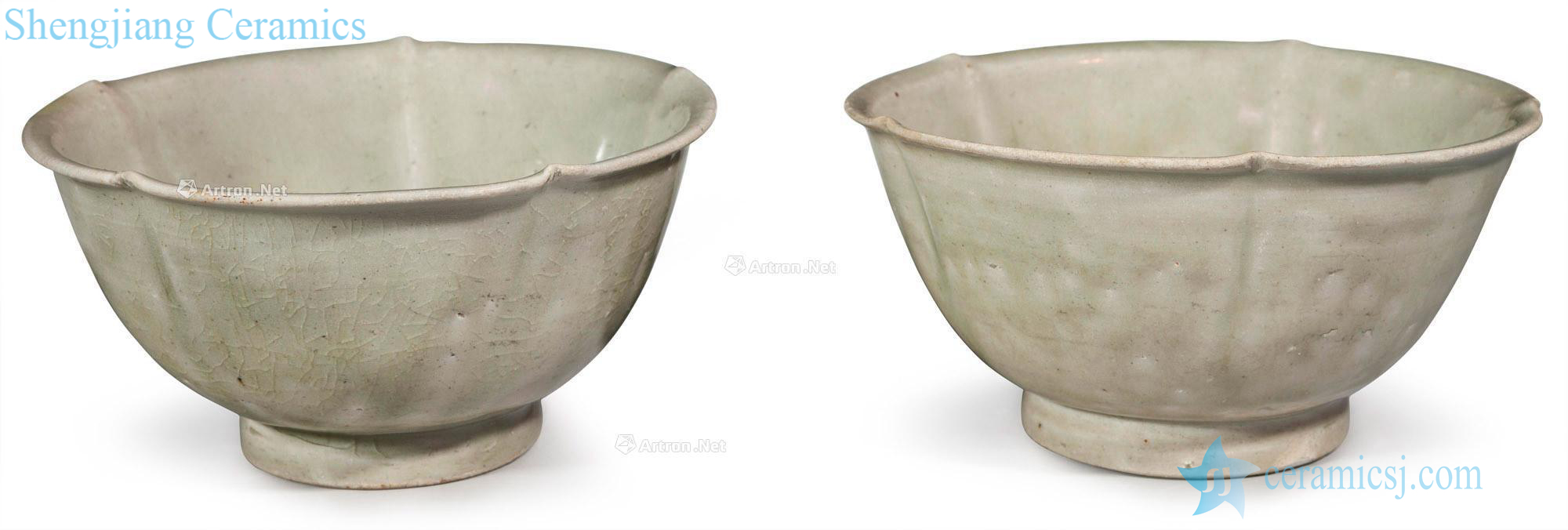 Northern song dynasty Longquan green glaze melon leng 盌 in pairs