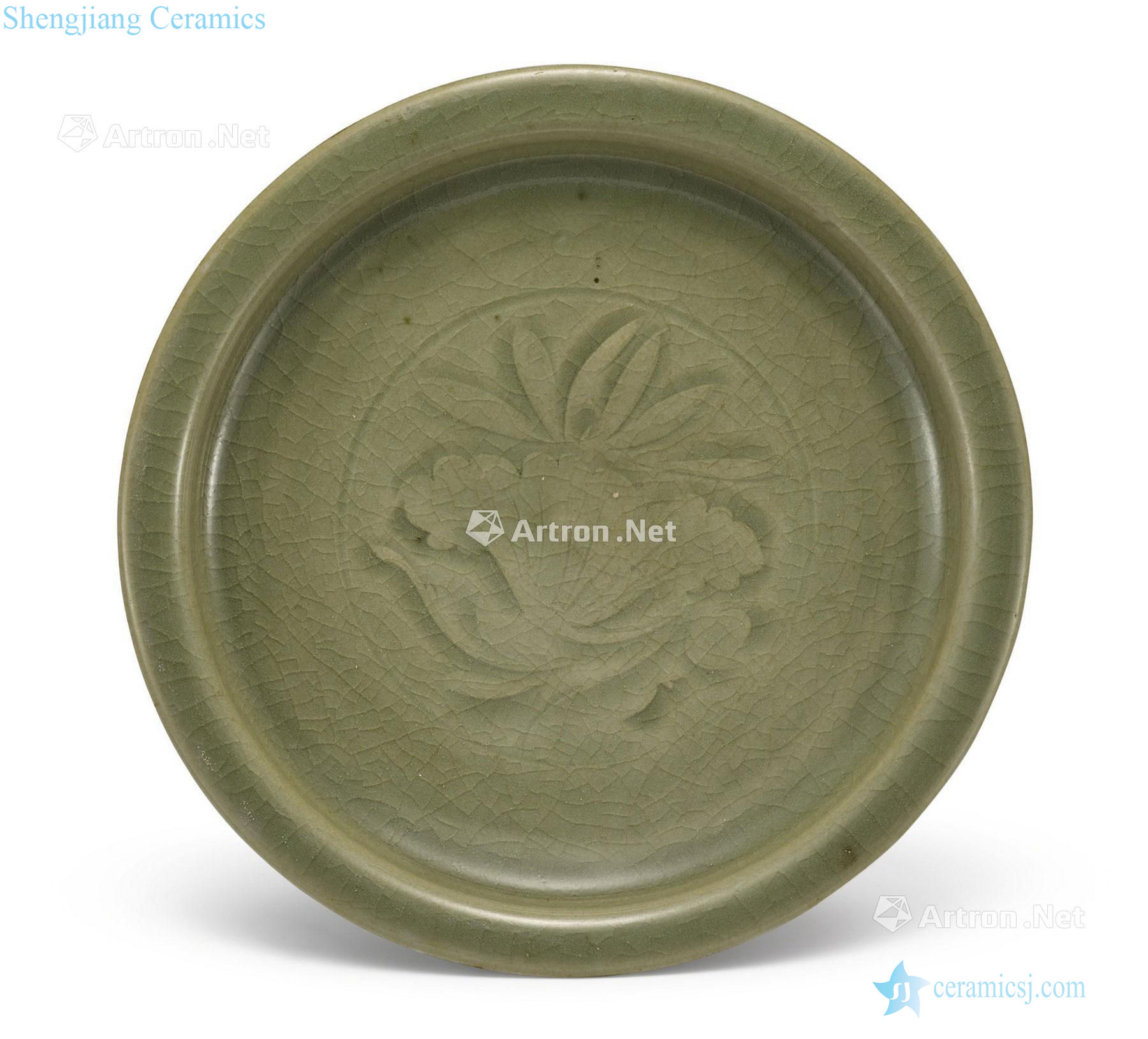 Northern song dynasty Yao state green glaze lotus grain fold along the plate