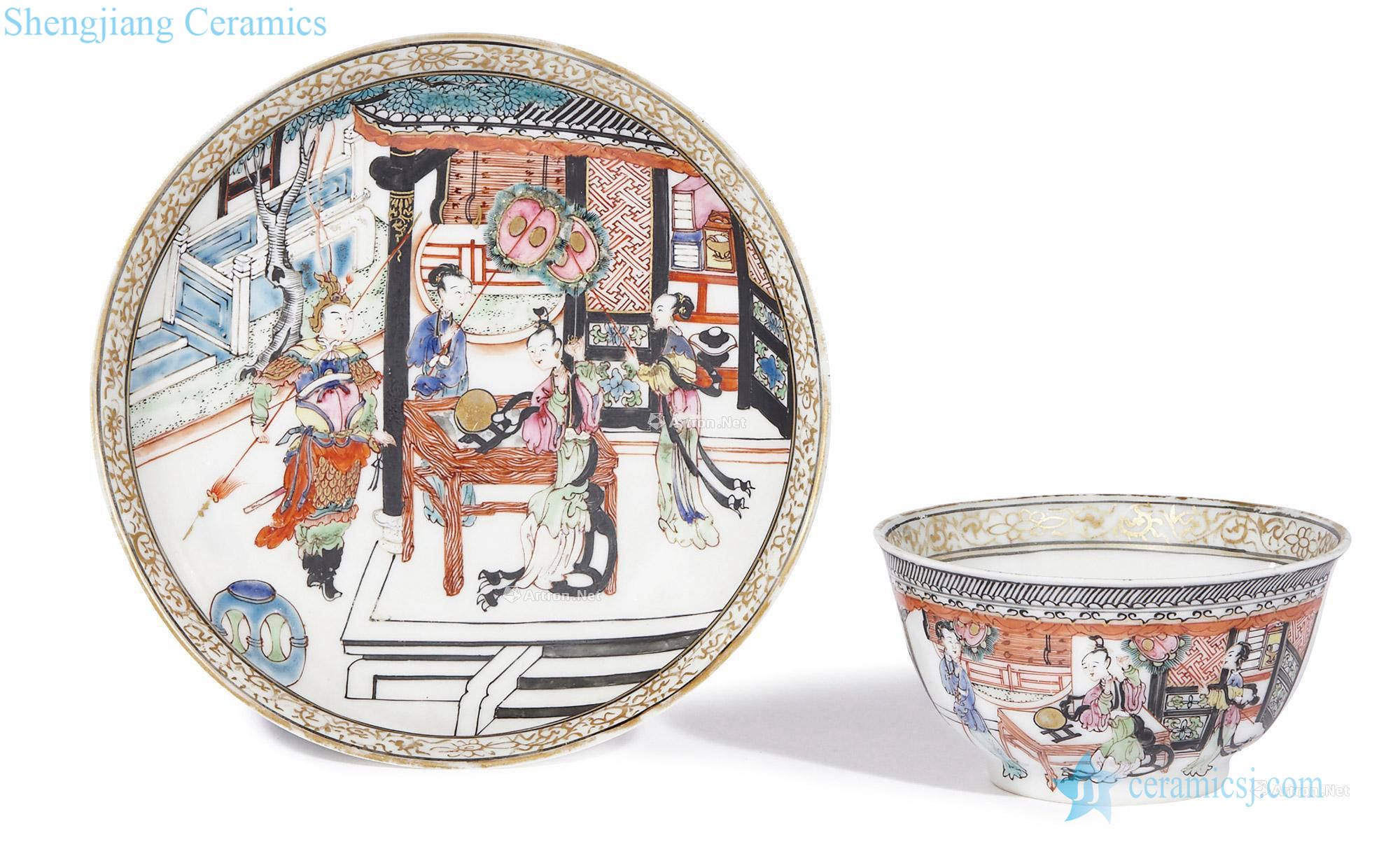 Stories of qing yongzheng pastel figure cup and the plate of a group (or two)