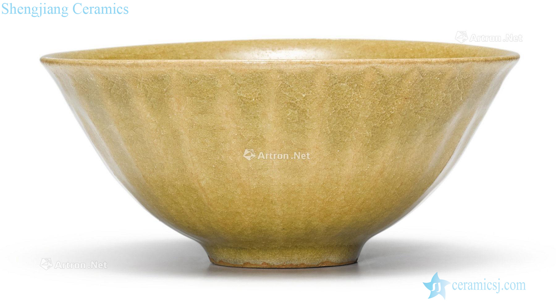 yuan Cream-colored glaze lotus-shaped 盌 lines