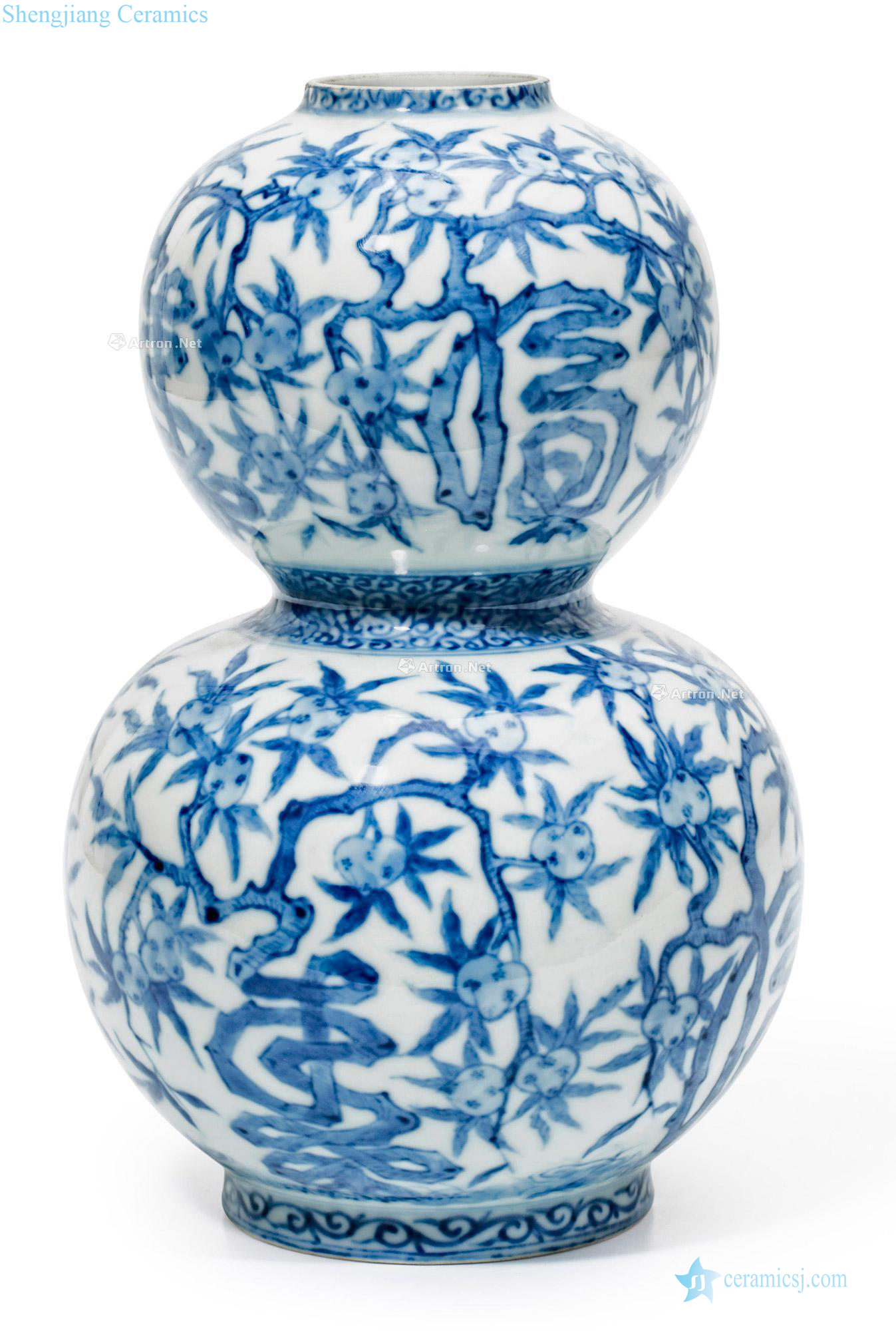 Qing dynasty in the 19th century blue and white gourd bottle "fu lu shou"