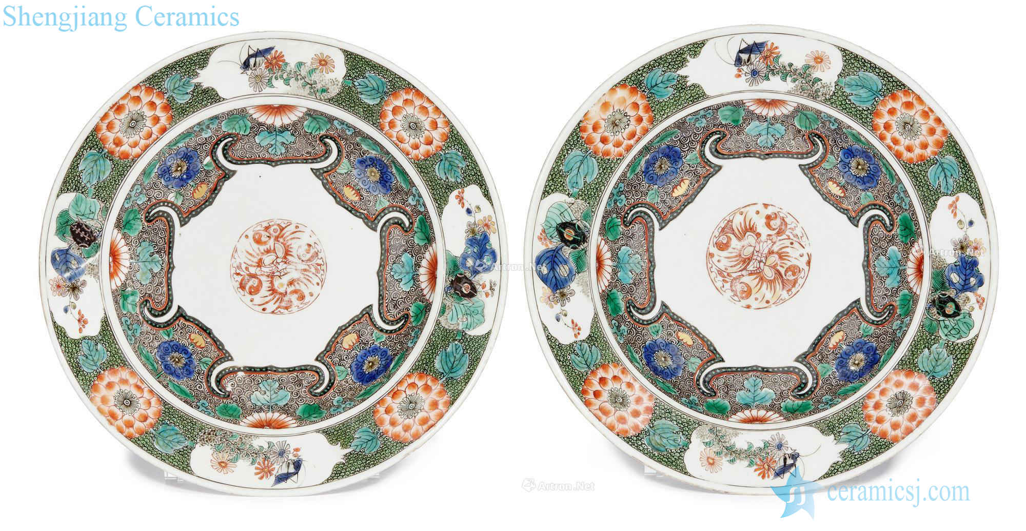 The qing emperor kangxi Colorful fold branch flowers tray (a)