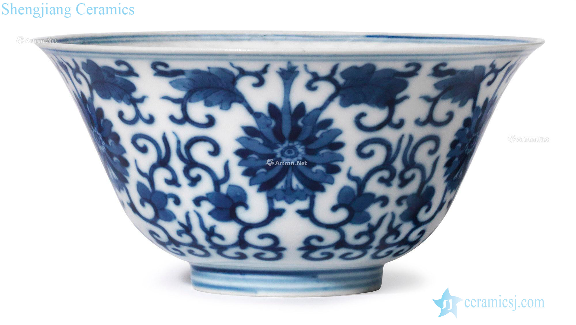 Qing guangxu Blue and white lotus flower green-splashed bowls