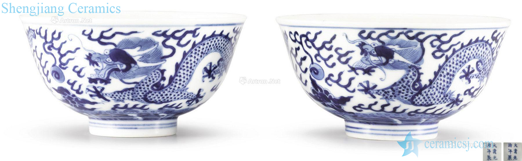 Qing guangxu Blue and white YunLongWen 盌 (a)