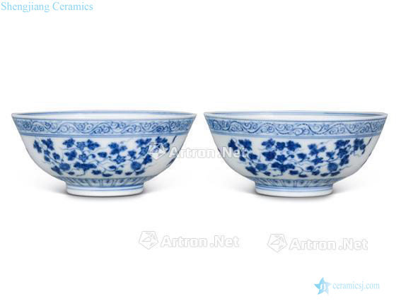 Qing guangxu Blue and white dragon grain sanduo grain 盌 (a)