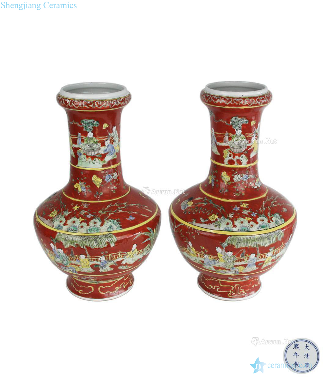 Pastel character lines dish buccal bottle sauce glaze in the qing dynasty
