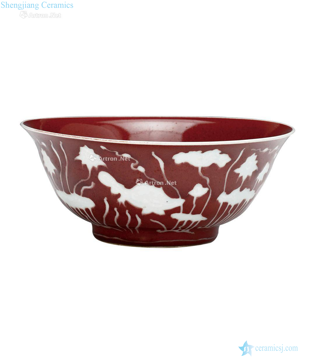 In the Ming dynasty Ji red glaze fish algae green-splashed bowls