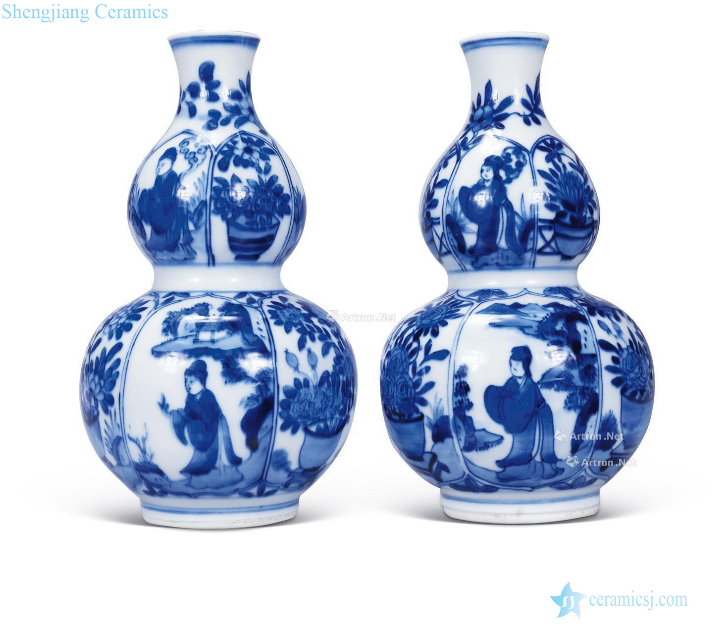 Blue story characters of the reign of emperor kangxi bottle gourd (a)