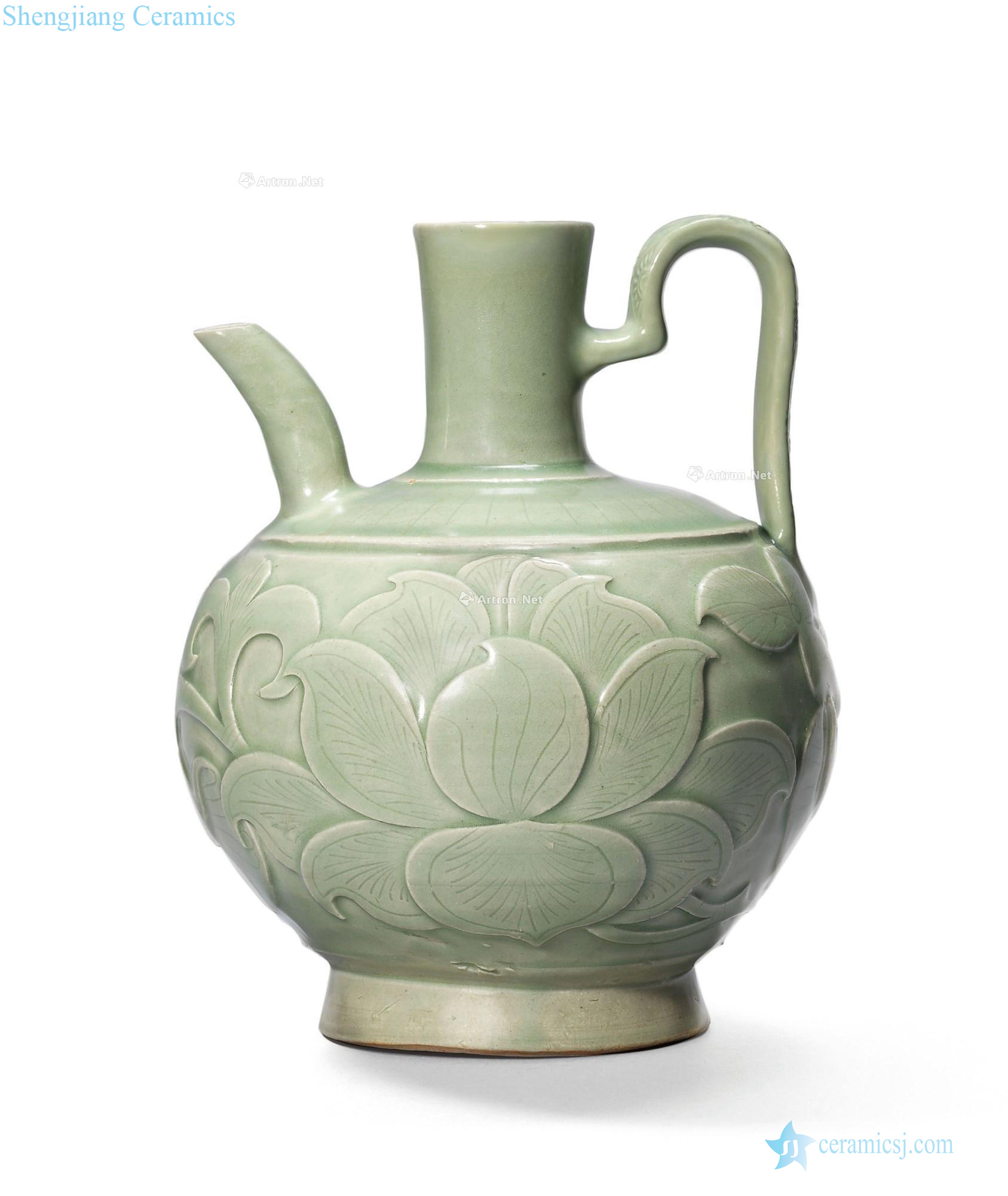 Northern song dynasty Lotus grain ewer yao state kiln green glaze