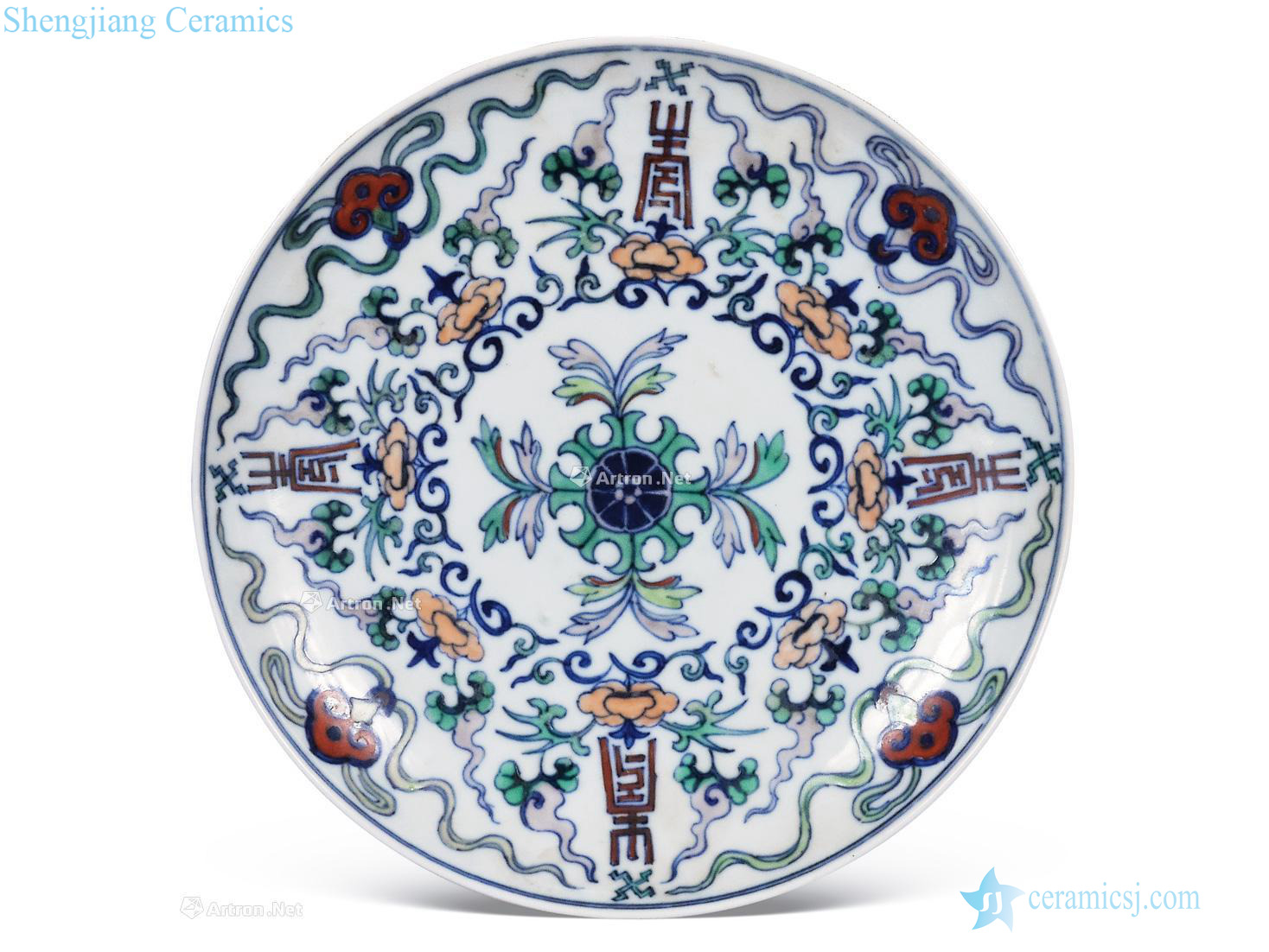 Qing imitation chenghua dou colors branch lotus flower tray