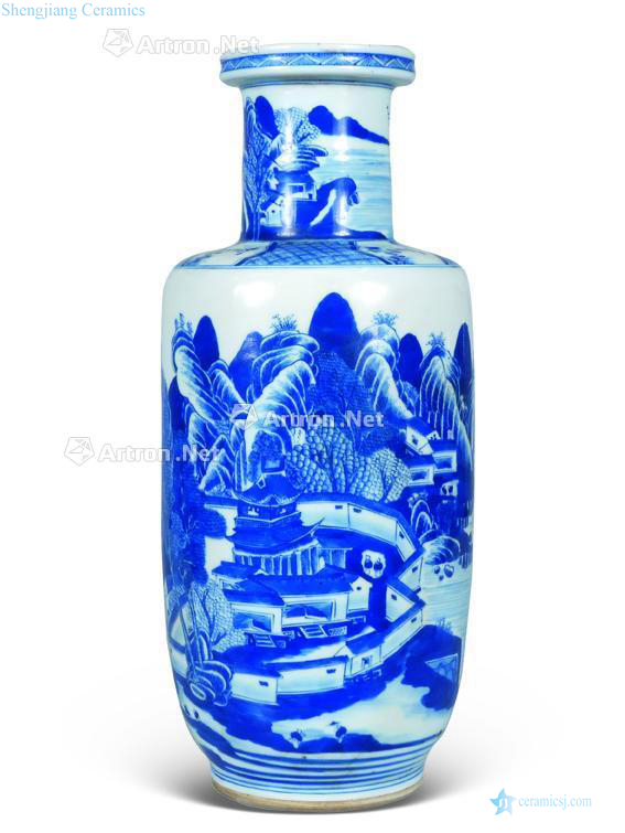 qing A castle in the blue and white landscape pattern were bottles