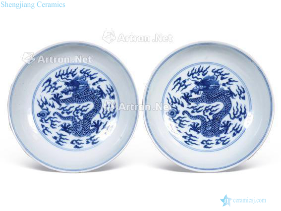 Qing daoguang Blue and white YunLongWen plate (a)