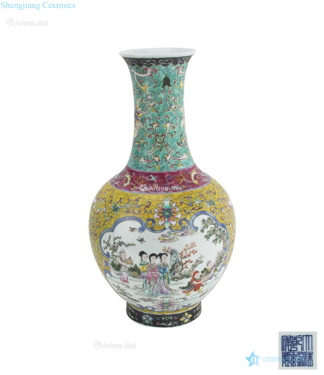 In the qing dynasty Yellow emperor qianlong paragraph to enamel had medallion bottle
