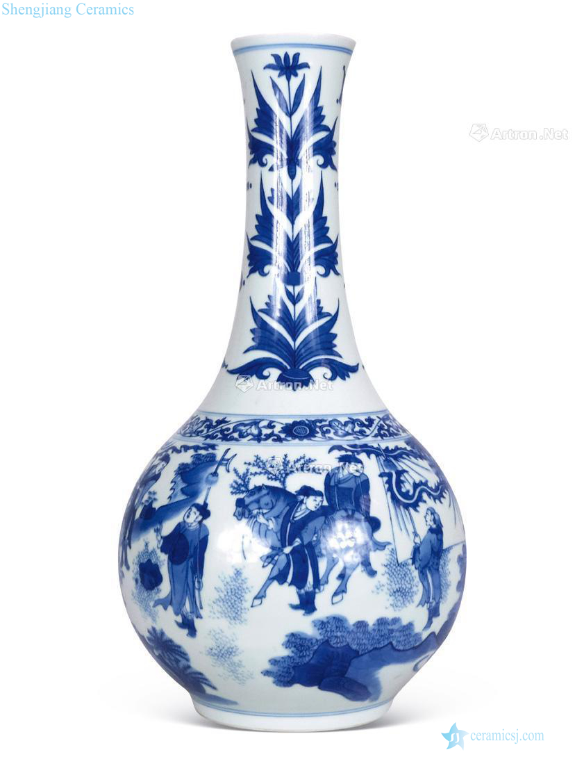 Qing porcelain flask story characters