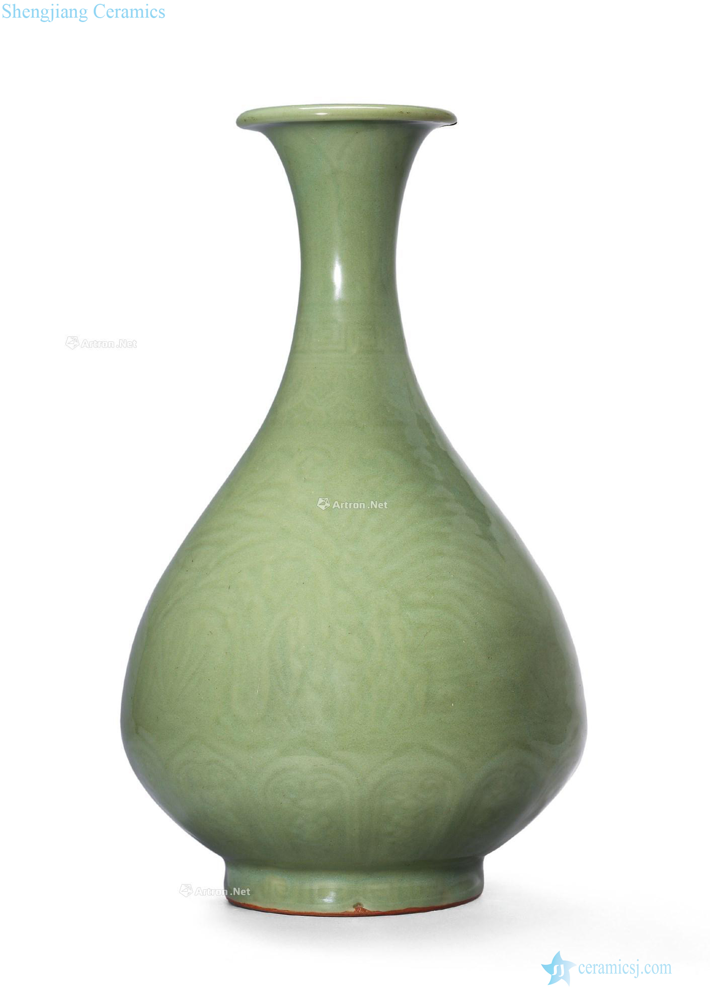 Ming Longquan green glaze burring plantain grain okho spring bottle