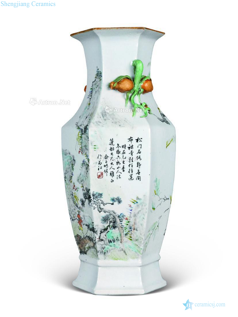 YuZiMing/shallow fall color painting of flowers and characters of the republic of China in late qing dynasty vase