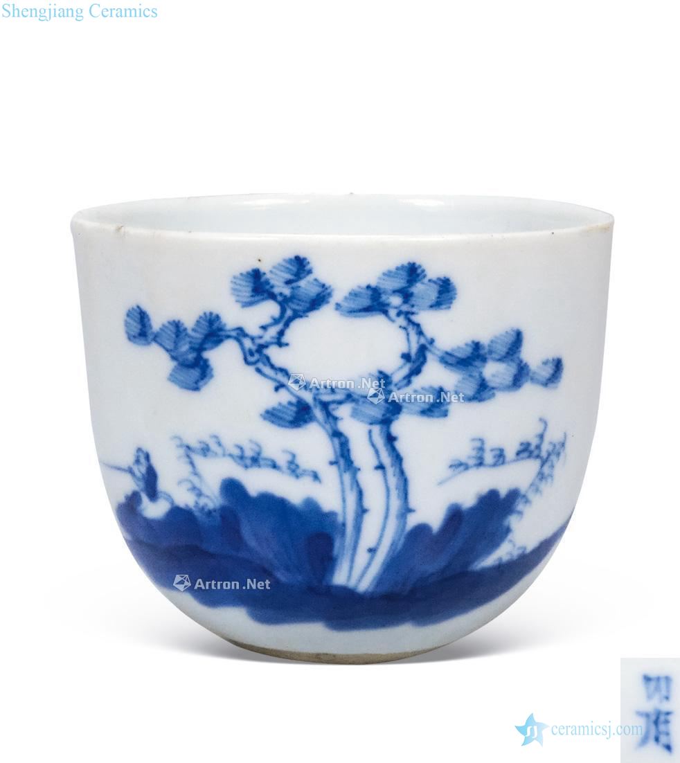 Qing dynasty blue and white "in panasonic Gao Shitu small cup