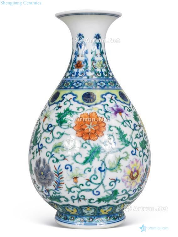 Qing 亁 lung Dou colors branch lotus flower grain okho spring bottle