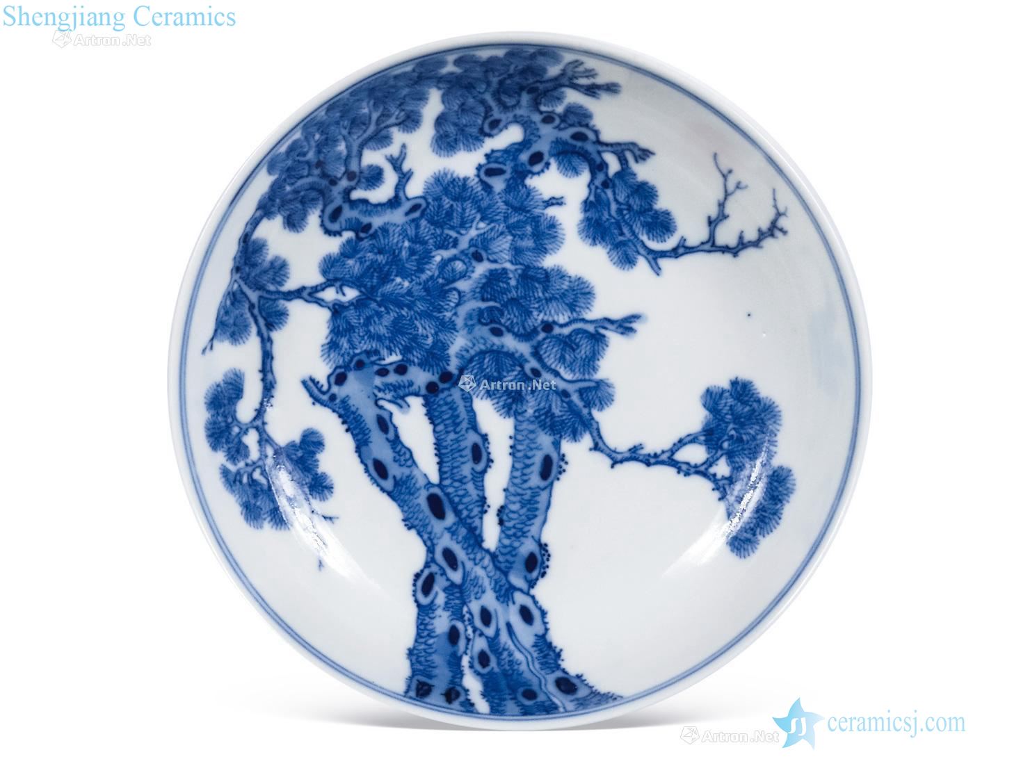 Qing guangxu Blue and white pine tray