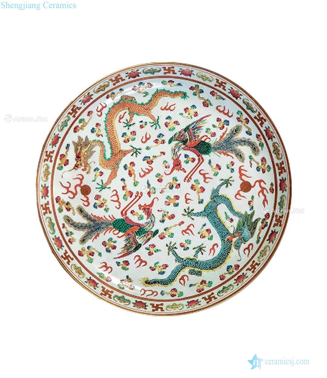 Qing dynasty pastel longfeng wen wen xiang