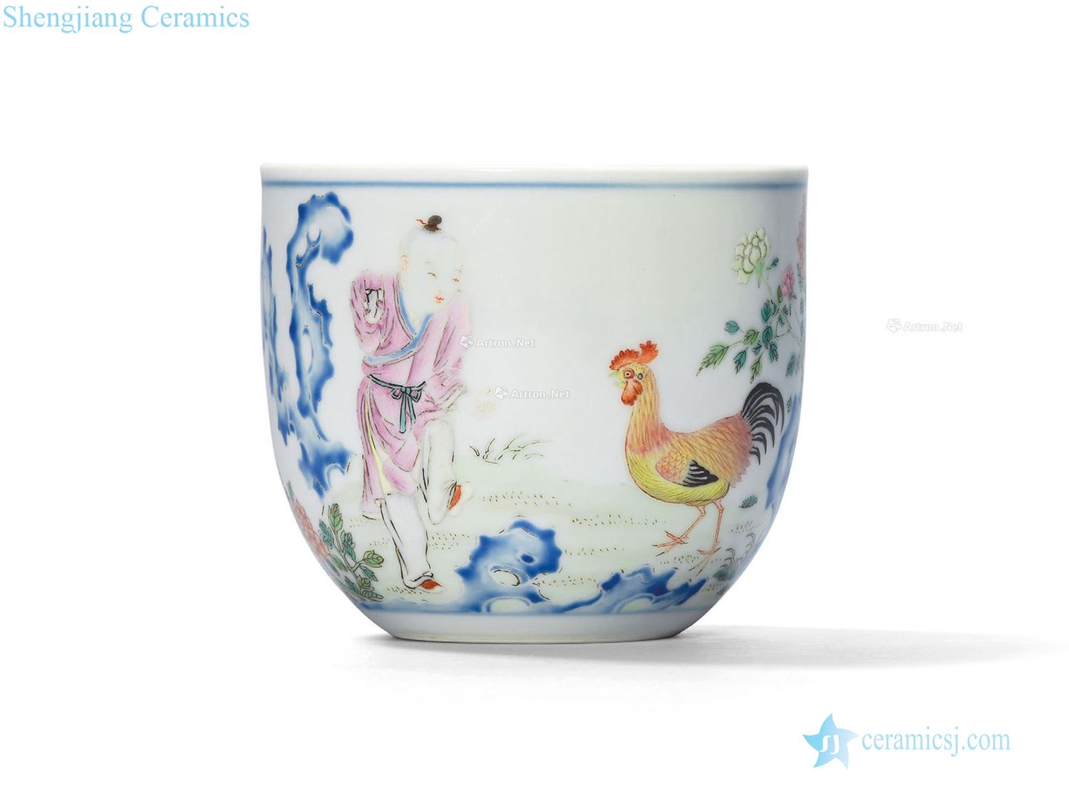 Qing qianlong pastel royal chicken cylinder cup