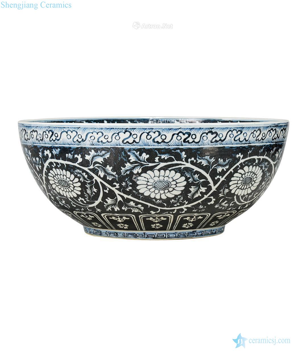 The yuan dynasty Blue and white branch flowers green-splashed bowls