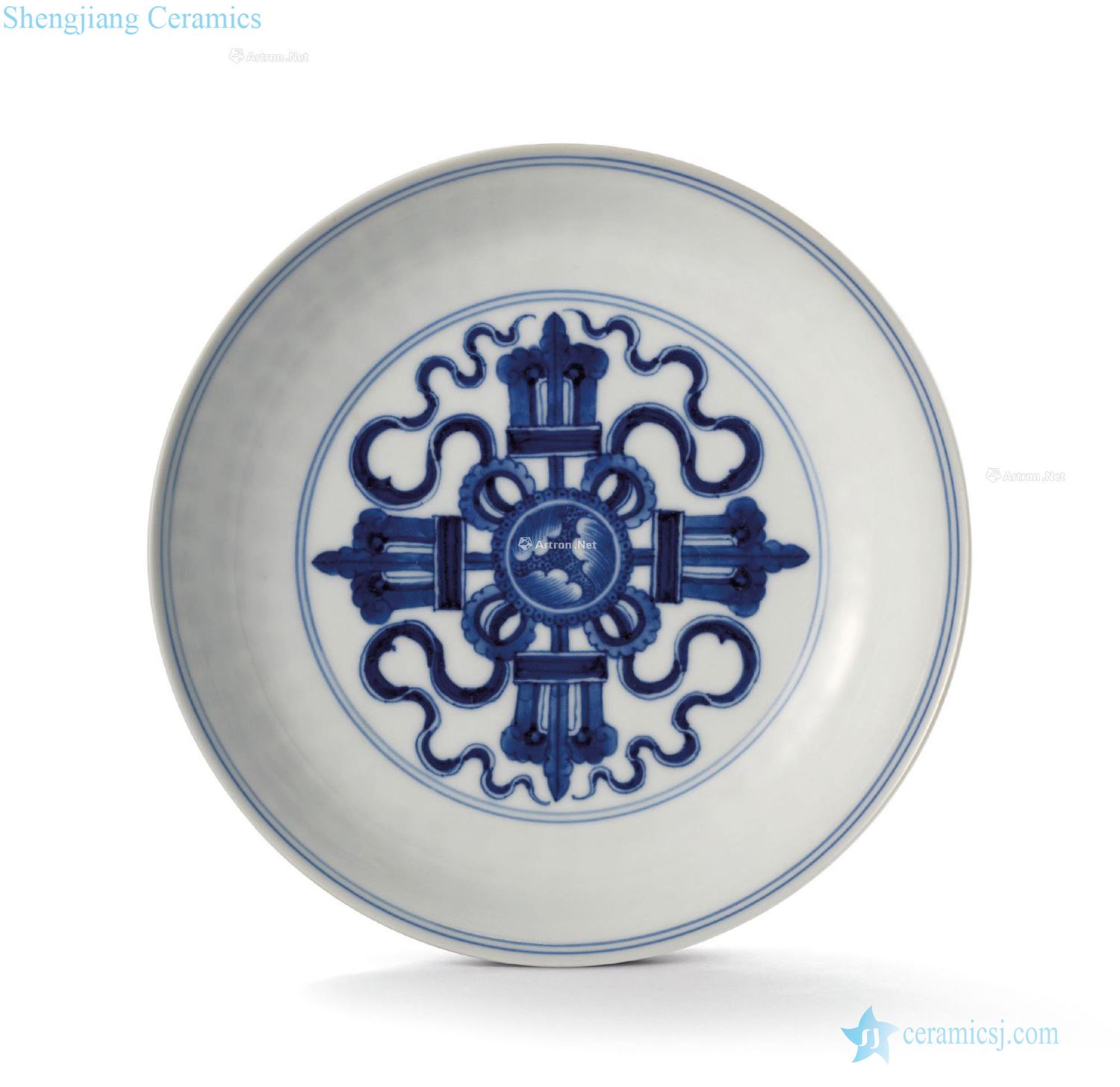 Qing yongzheng blue-and-white knot with treasure pestle Sanskrit