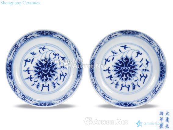 Qing guangxu Blue and white tie up lotus flower grain small (a)