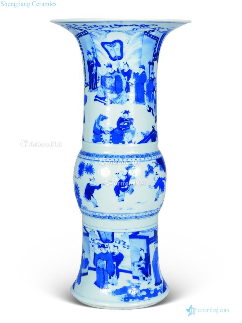Qing dynasty Blue and white characters PND tail-on bottle