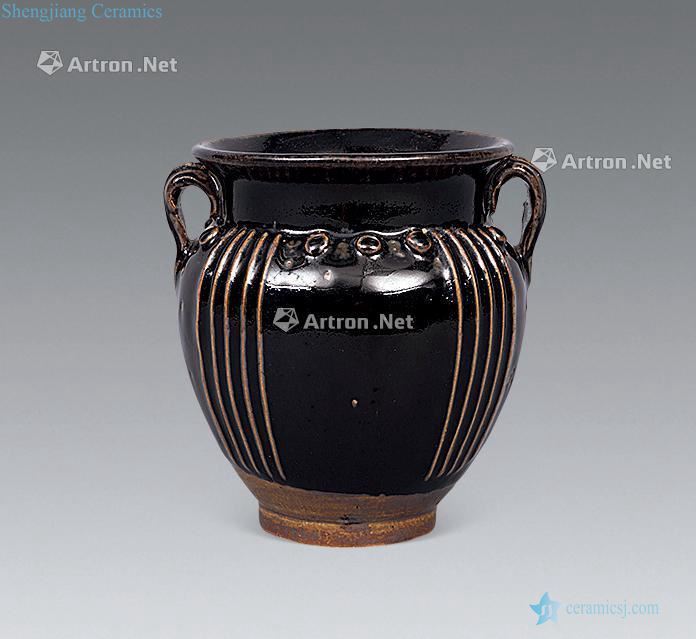 The song dynasty The black glaze ears line cans