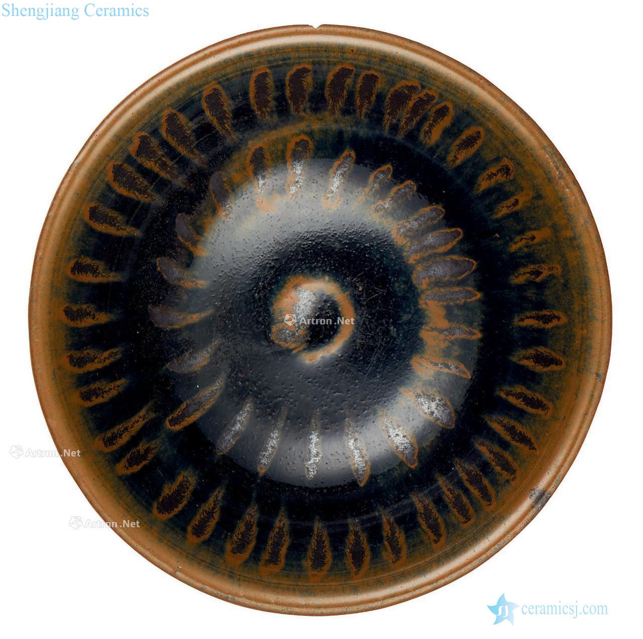 yuan Magnetic state kiln black glaze "partridge spot bowl.