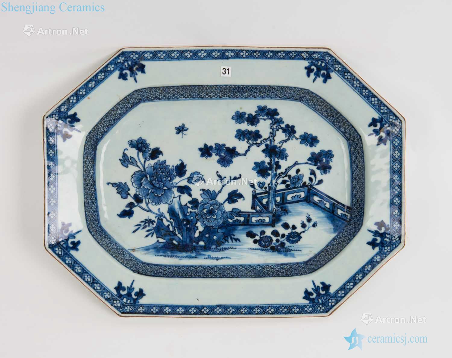 Qing qianlong blue and white square plate