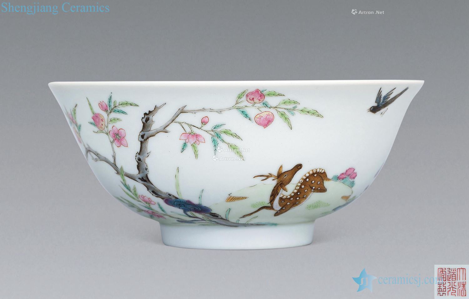 Clear light pastel longevity figure bowl