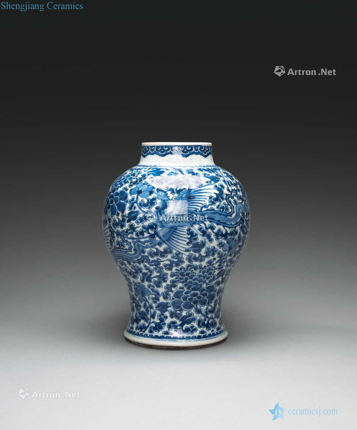 The qing emperor kangxi Blue and white grain general tank