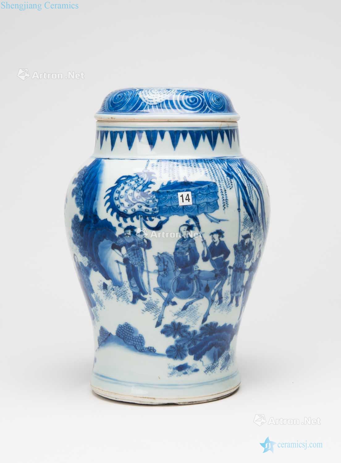 The Ming and qing dynasties transition In the 17th century Blue and white cover pot