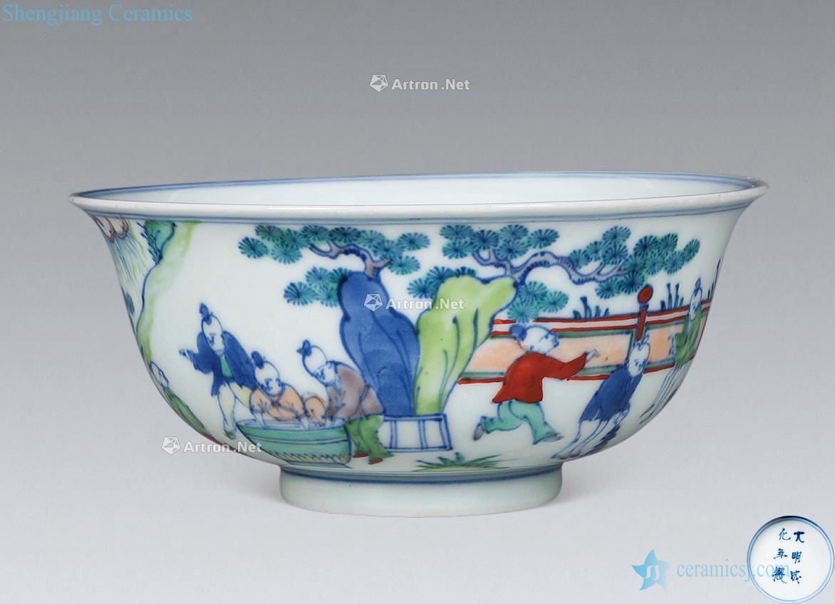 Qing bowl bucket color characters