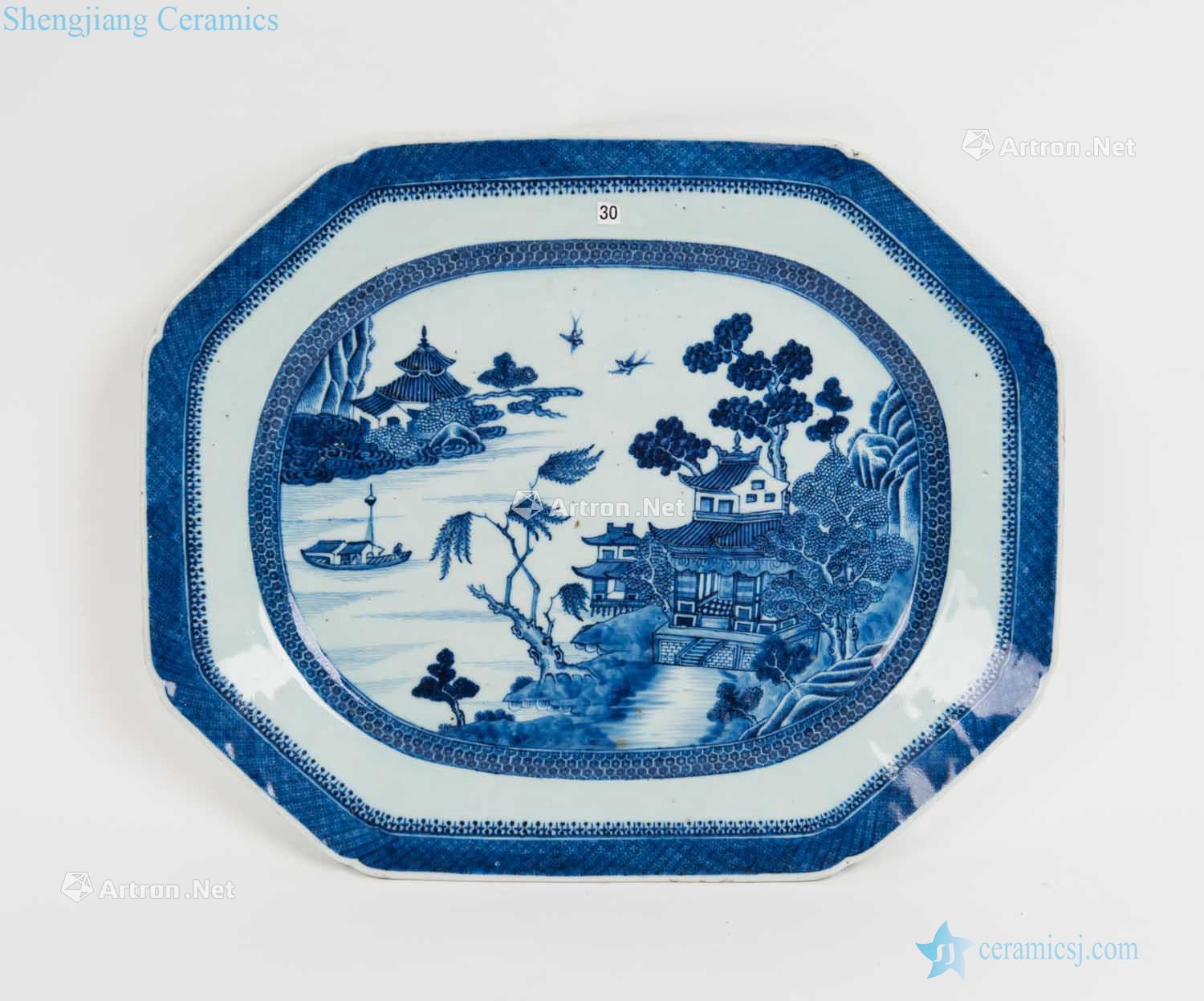 Qing jiaqing blue and white square plate