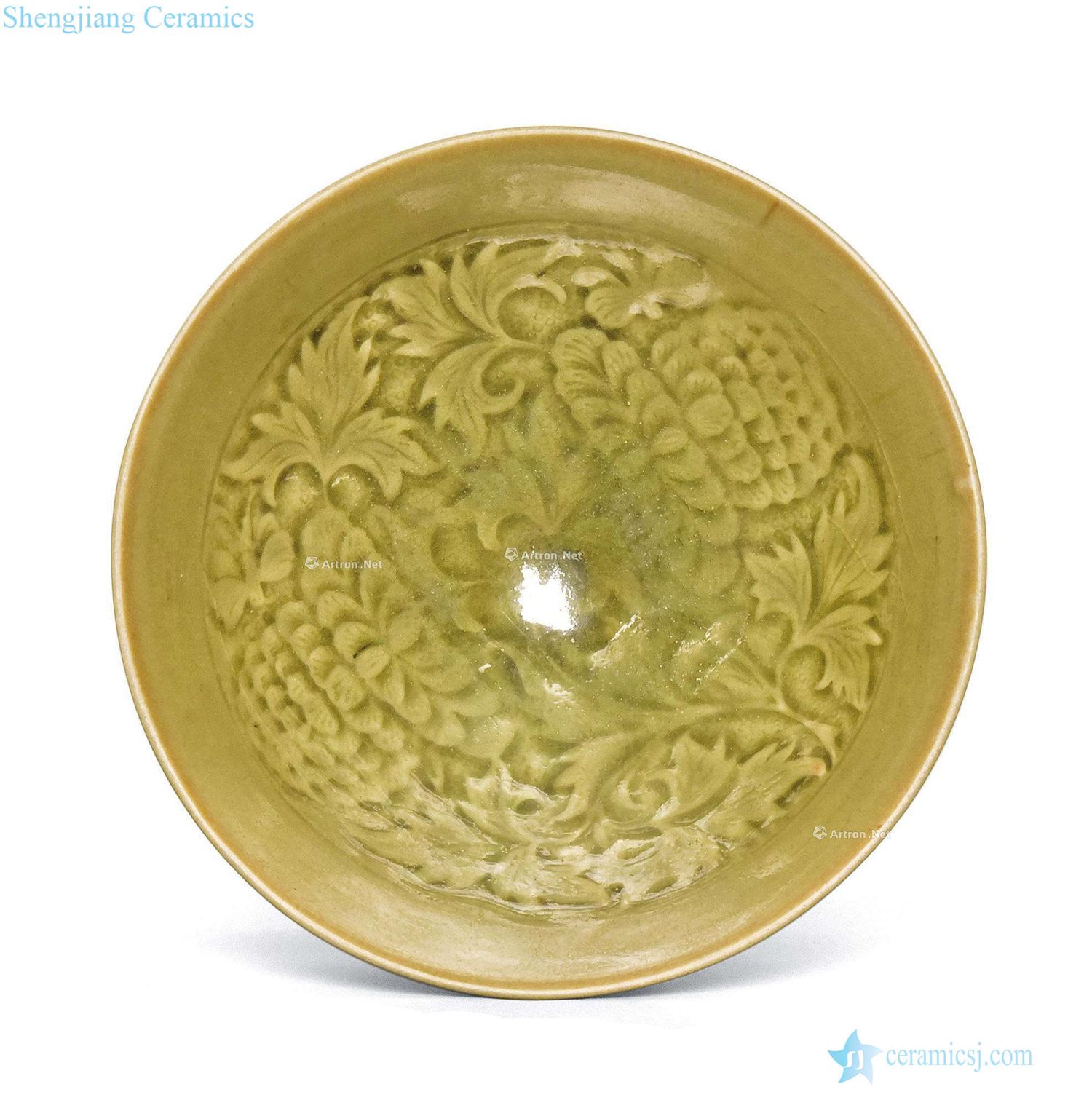 Northern song dynasty Yao state kiln green glaze printing large bowl
