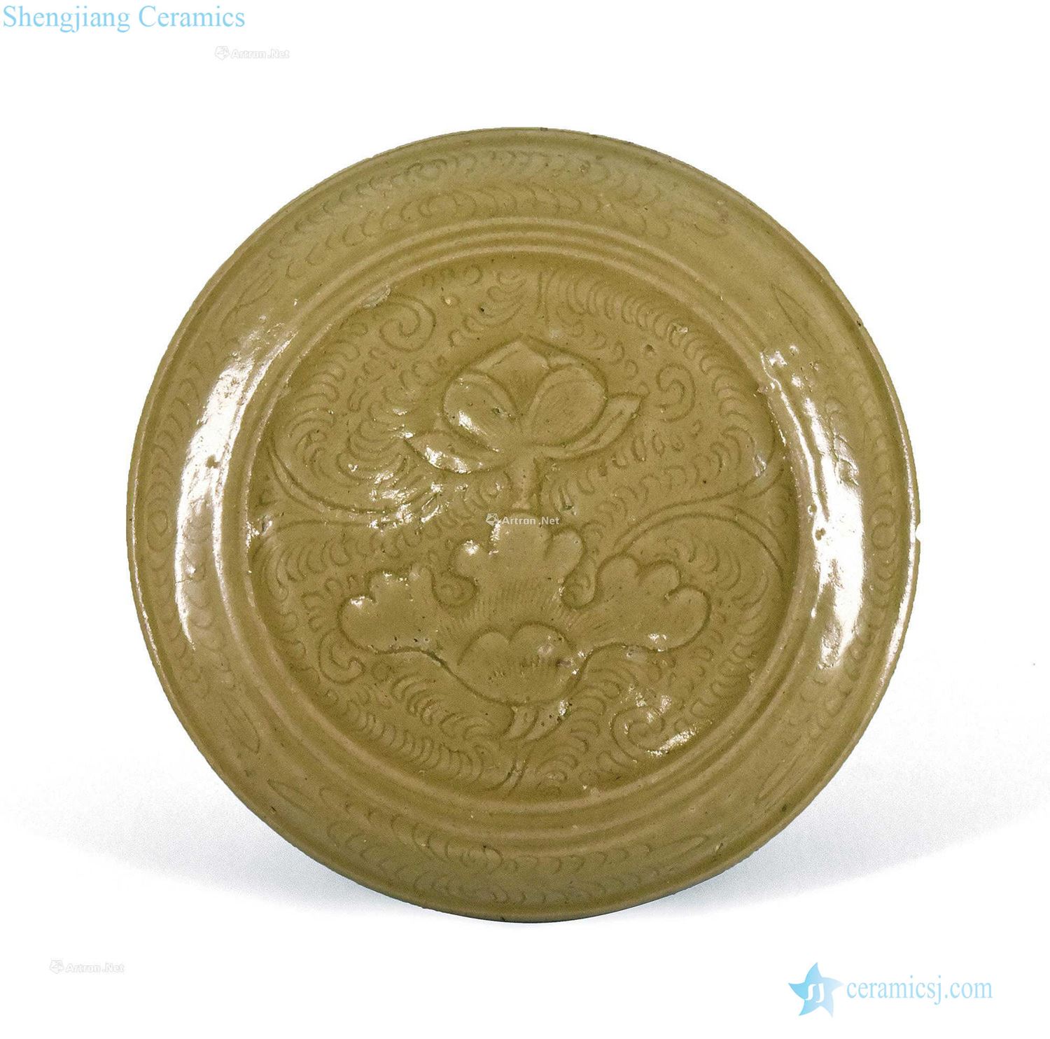 The tang dynasty kiln green glaze hand-cut cartridges
