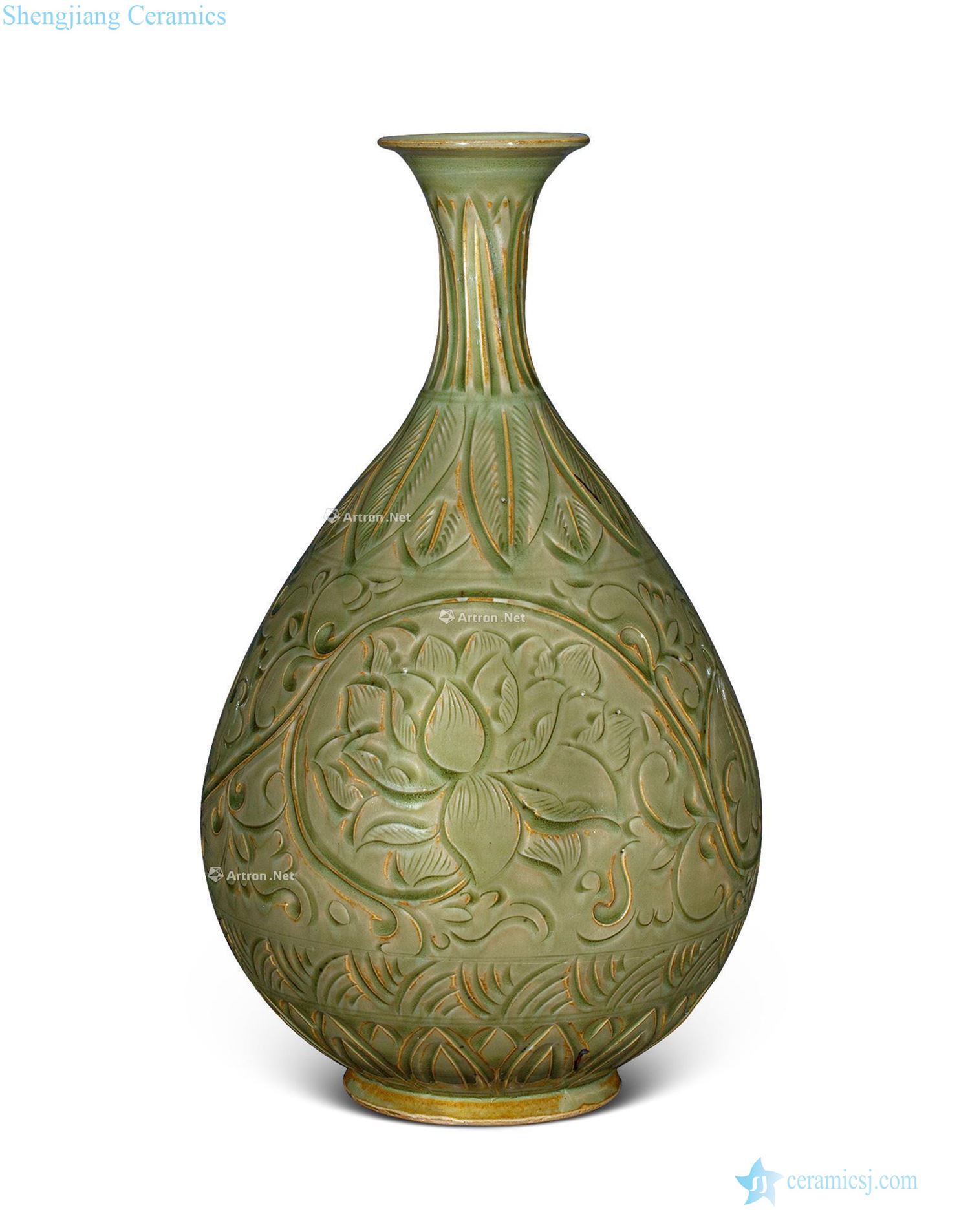 Song yao state kiln carved flowers okho spring bottle