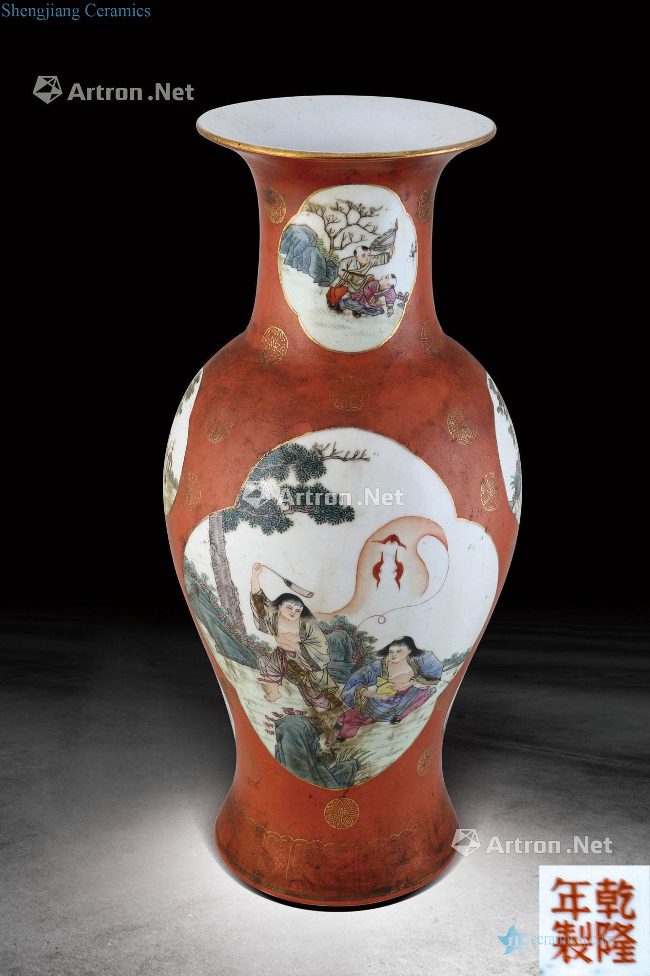Colorful medallion character lines goddess of mercy bottle